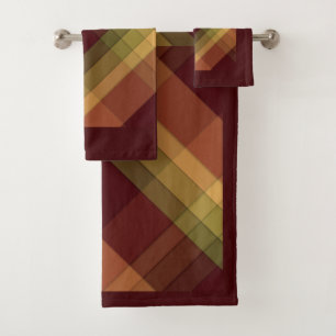 Abstract Earth-Tone Pattern Bathroom Towel Set