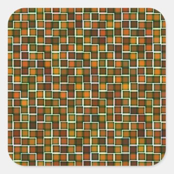 Abstract Earth Tone Squares Pattern Square Sticker by Lasting__Impressions at Zazzle