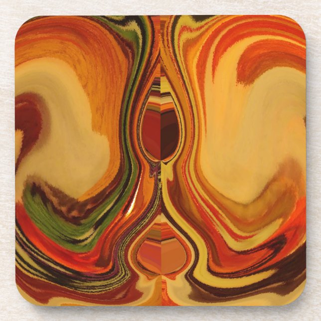 Abstract Earth Tone Swirl Art Print Beverage Coaster (Front)