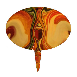 Abstract Earth Tone Swirl Art Print Cake Topper