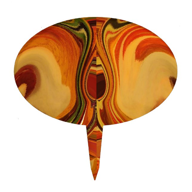 Abstract Earth Tone Swirl Art Print Cake Topper (Front)