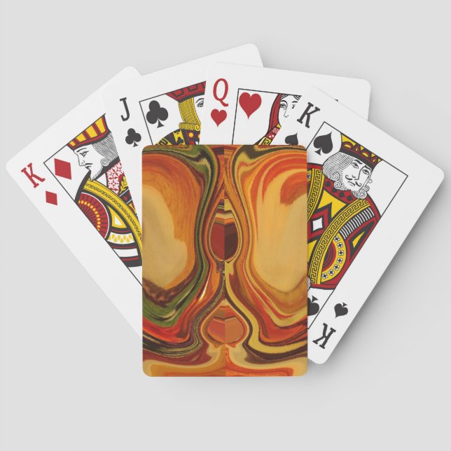 Abstract Earth Tone Swirl Art Print Poker Cards (Back)