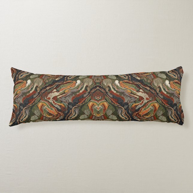Abstract Earth Tone Swirl Pattern Body Pillow (Front)