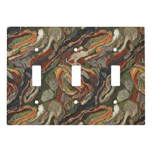 Abstract Earth Tone Swirl Pattern Light Switch Cover