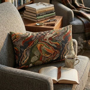 Abstract Earth Tone Swirl Pattern Lumbar Pillow