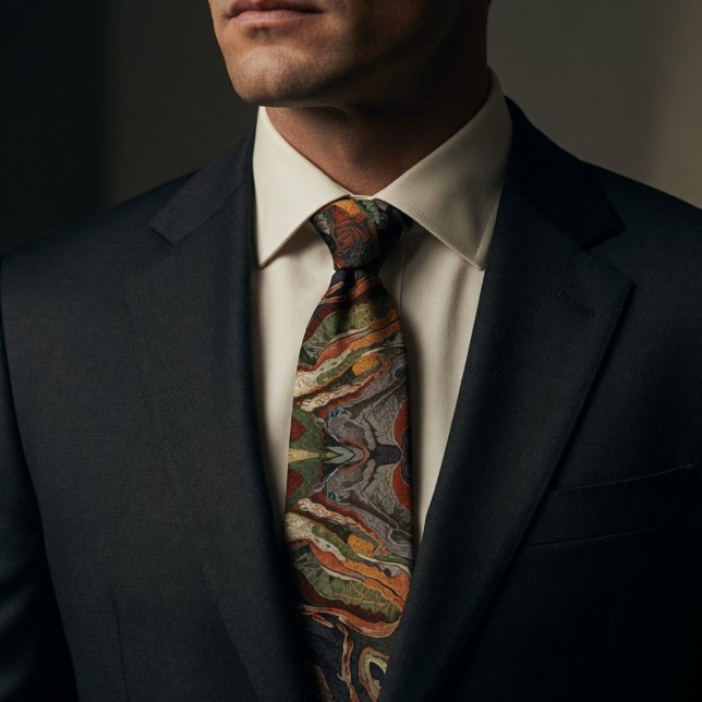 Abstract Earth Tone Swirl Pattern Neck Tie (Creator Uploaded)