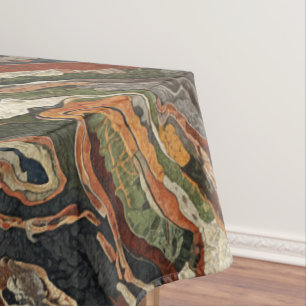 Abstract Earth Tone Swirl Pattern Tablecloth