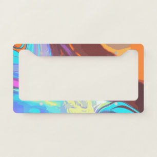 Abstract Earth Tones in Brown, Yellow & Blue License Plate Frame