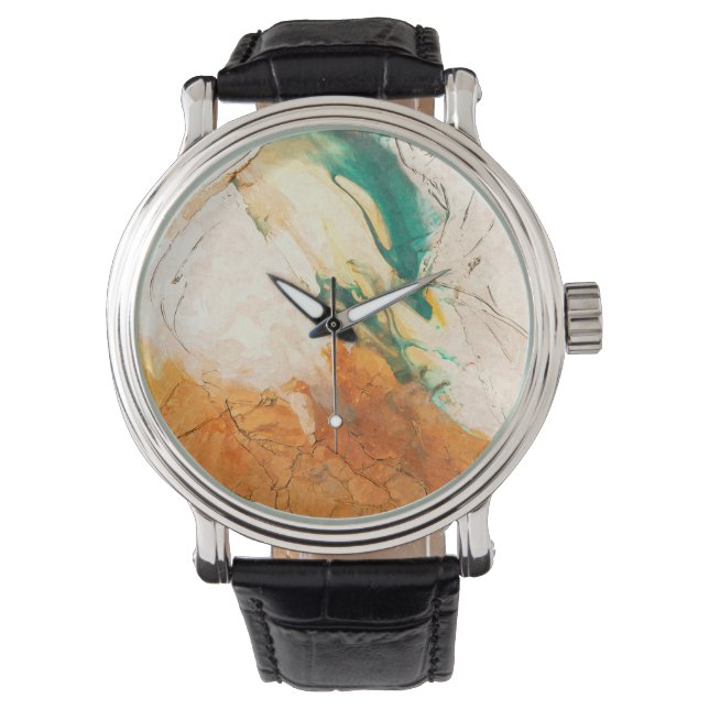 Abstract Earth Tones Marble Art Watch (Front)