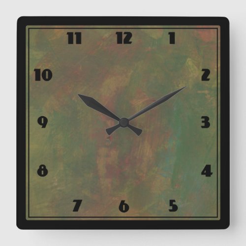 Abstract Earth Tones Square Wall Clock