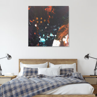 Abstract Earth Tones with Cobalt Blue, Red, Copper Canvas Print