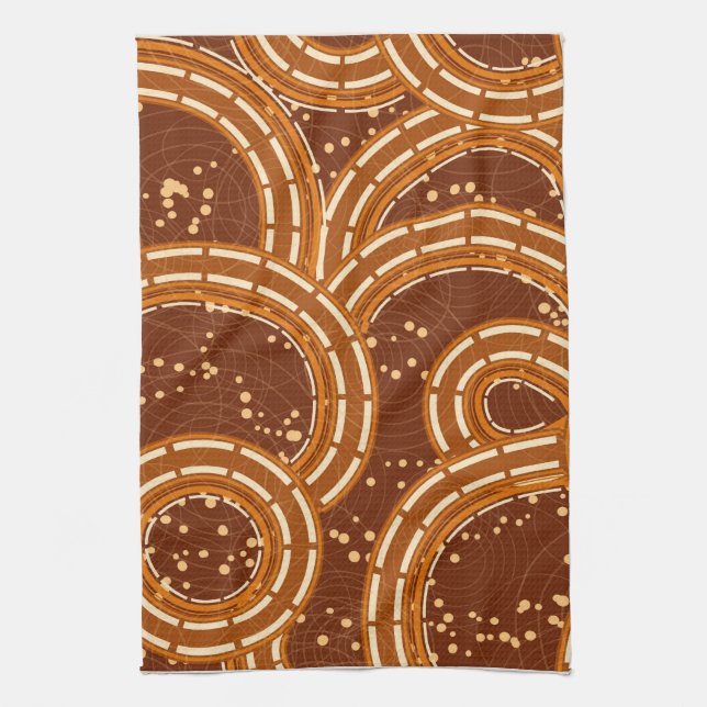 Abstract Earthtoned Swirls Kitchen Towel (Vertical)