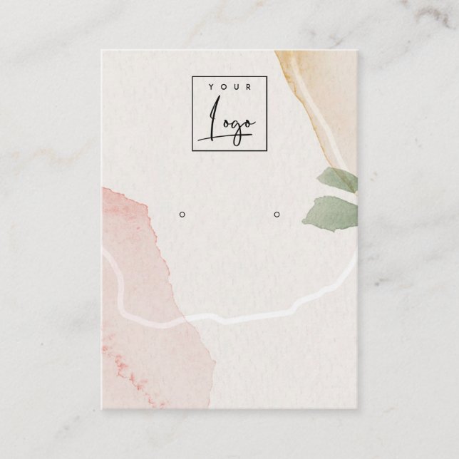 Abstract Earthy Blush Stud Earring Logo Display Business Card (Front)