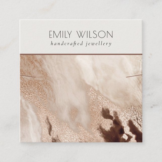 Abstract Earthy Gold Texture Necklace Band Display Square Business Card (Front)