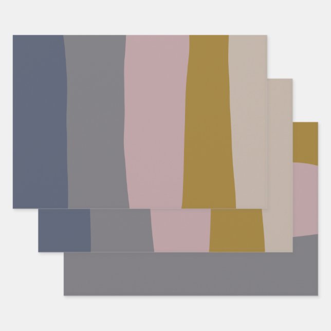 Abstract Earthy Stripes Modern Aesthetic Soft  Wrapping Paper Sheets (Set)