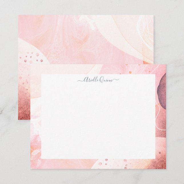 Abstract Earthy Watercolor Border Personalized Not Note Card (Front/Back)