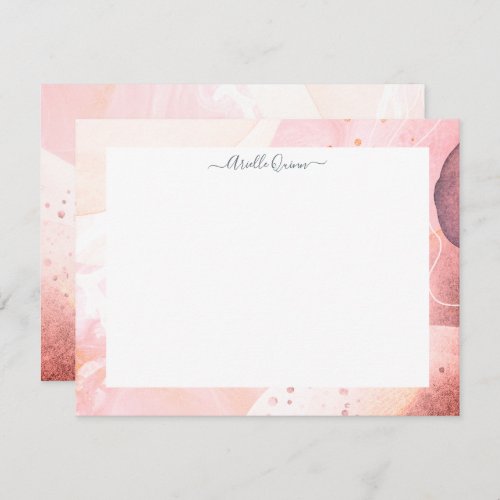 Abstract Earthy Watercolor Border Personalized Not Note Card
