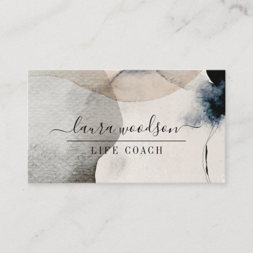 Abstract Earthy Watercolor Shapes Life Coach Business Card