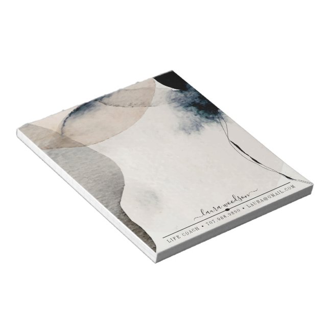 Abstract Earthy Watercolor Shapes Life Coach  Notepad (Angled)