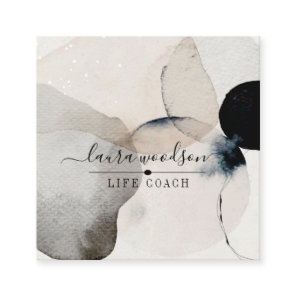 Abstract Earthy Watercolor Shapes Life Coach Squar Square Business Card