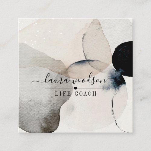 Abstract Earthy Watercolor Shapes Life Coach Squar Square Business Card