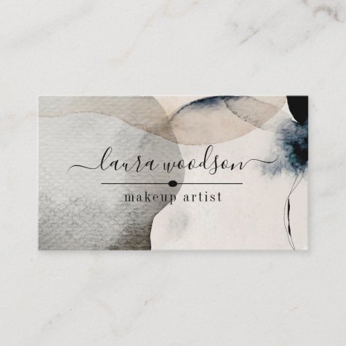 Abstract Earthy Watercolor Shapes Makeup Artist  Business Card