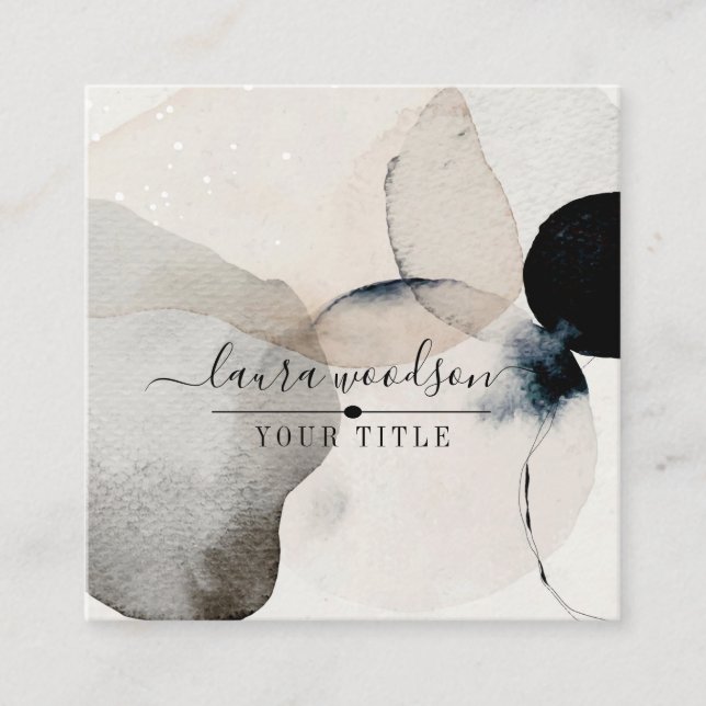 Abstract Earthy Watercolor Shapes  Square Business Card (Front)