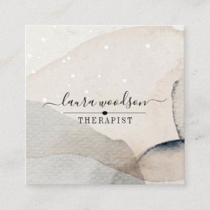 Abstract Earthy Watercolor Shapes Therapist Square Business Card