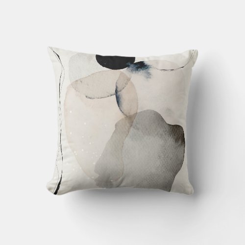 Abstract Earthy Watercolor Shapes Throw Pillow