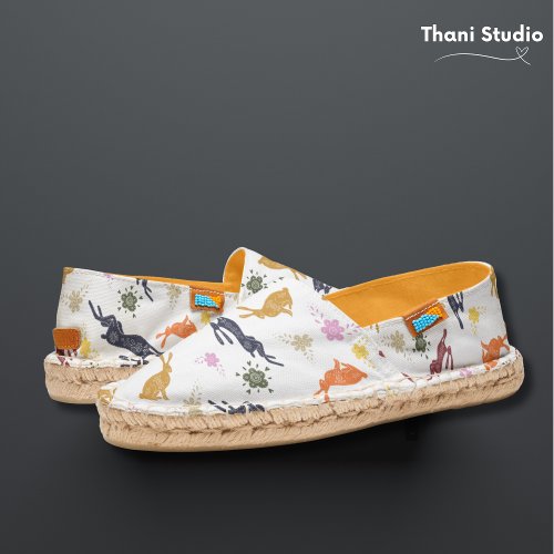 Abstract Easter Bunny Colorful Modern Vintage  Espadrilles