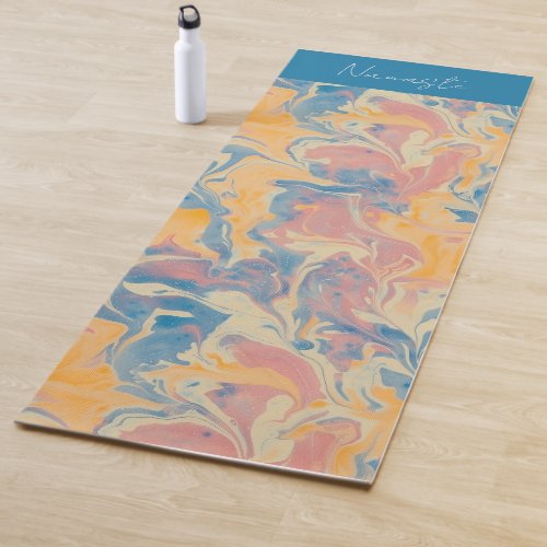 Abstract Ebru Yoga Mat