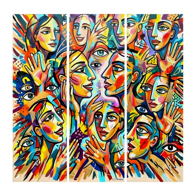  Abstract Echoes of a Gaze /3 piece 36x12 each Triptych (Front)