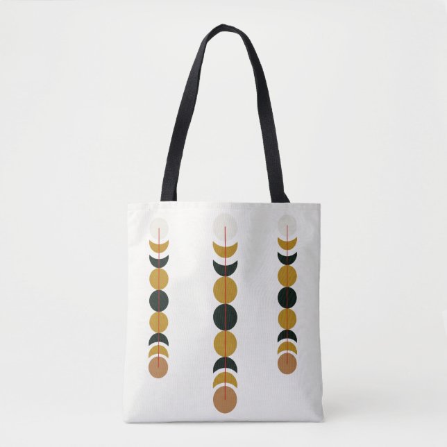 Abstract Eclipse Moon Phases Poster | Minimal Mono Tote Bag (Front)
