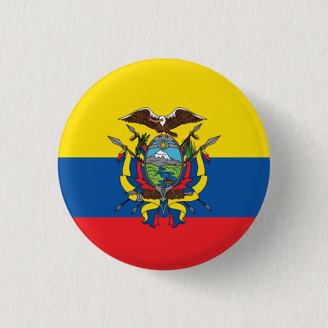 Abstract Ecuador Flag, Republic of Ecuador Button (Front)