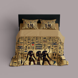 Abstract Egyptian Hieroglyphs Duvet Cover