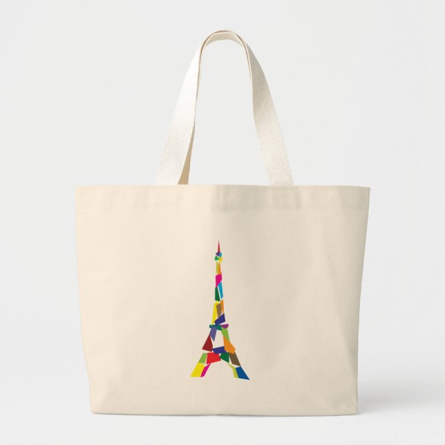 Abstract Eiffel Tower, France, Paris Large Tote Bag (Front)