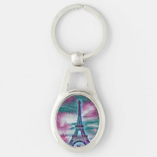 Abstract Eiffel Tower Keychain