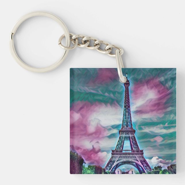 Abstract Eiffel Tower  Keychain (Front)