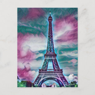 Abstract Eiffel Tower Postcard