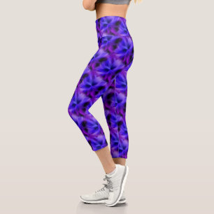Abstract Electric Blue And Purple Design Capri Leggings