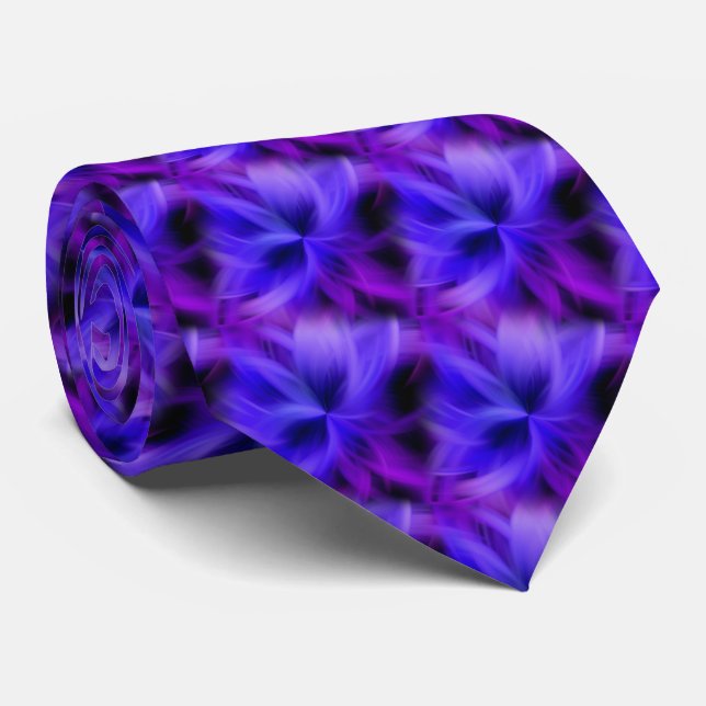 Abstract Electric Blue And Purple Design   Neck Tie (Rolled)
