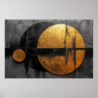 Abstract Elegance: Black, Gold, and Gray Art Poster