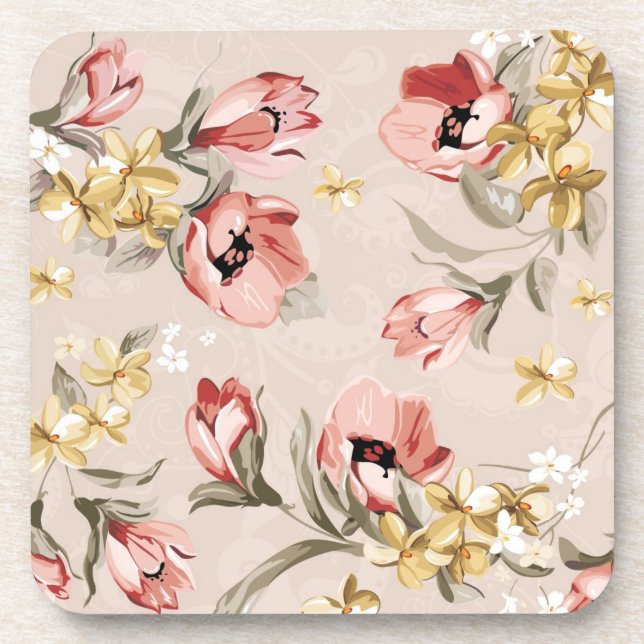 Abstract Elegance floral pattern 3 Beverage Coaster (Front)