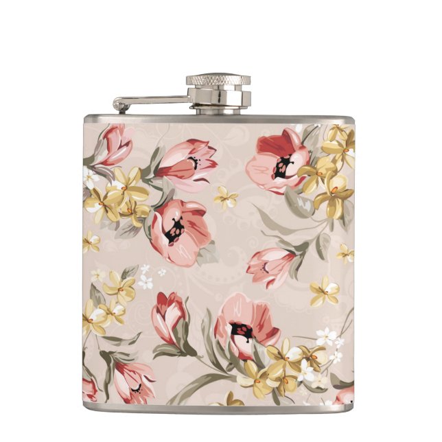 Abstract Elegance floral pattern 3 Flask (Front)