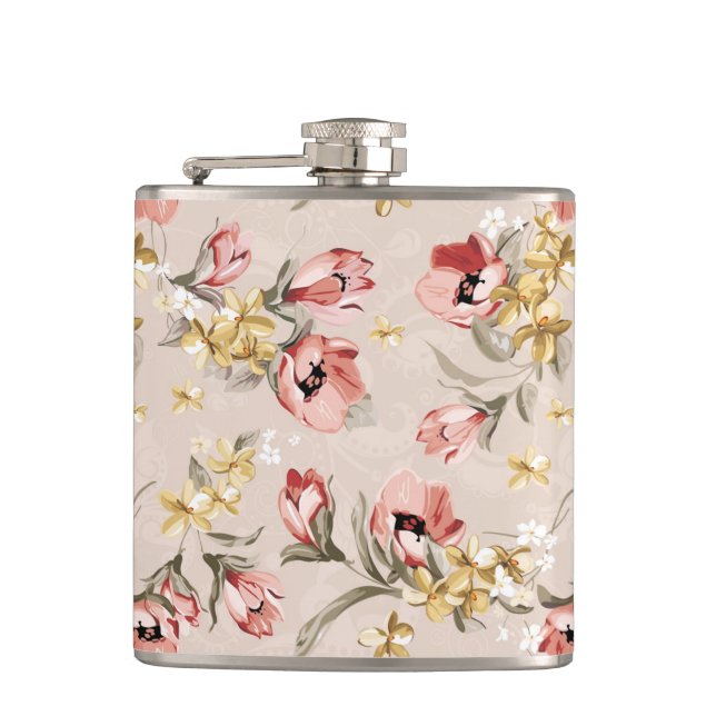 Abstract Elegance floral pattern 3 Hip Flask (Front)