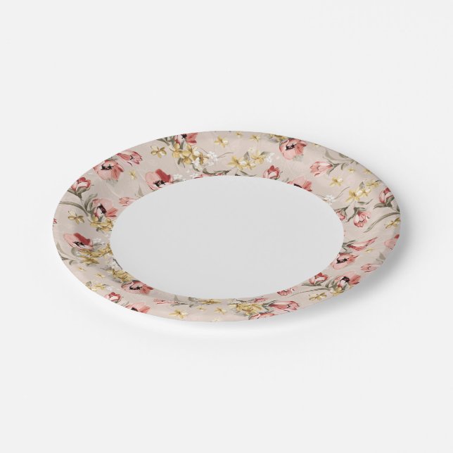 Abstract Elegance floral pattern 3 Paper Plates (Angled)
