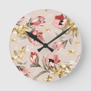 Abstract Elegance floral pattern 3 Round Clock
