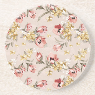 Abstract Elegance floral pattern 3 Sandstone Coaster