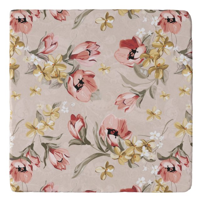 Abstract Elegance floral pattern 3 Trivet (Front)