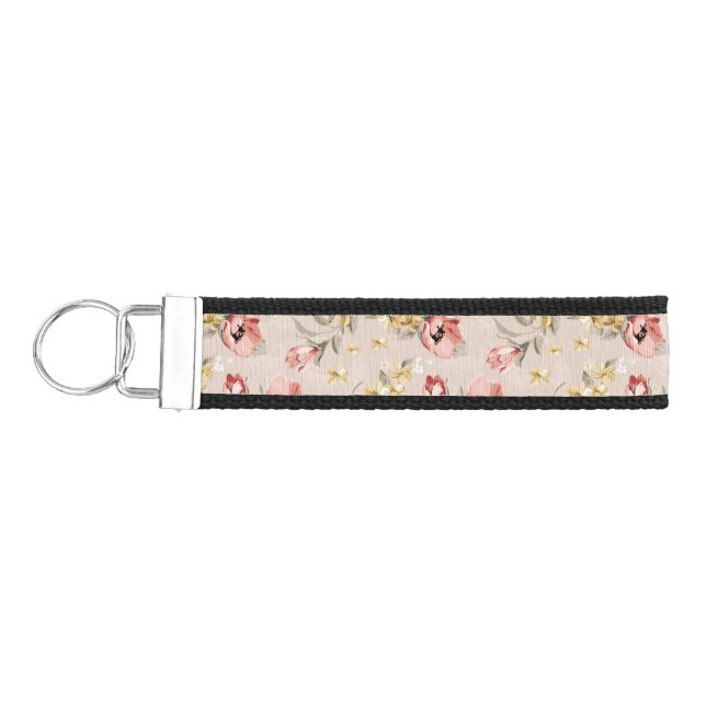 Abstract Elegance floral pattern 3 Wrist Keychain (Keys on Left)